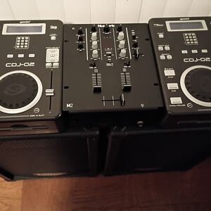 mark. Portable DJ Mixer and Twin CDJ Decks in Black